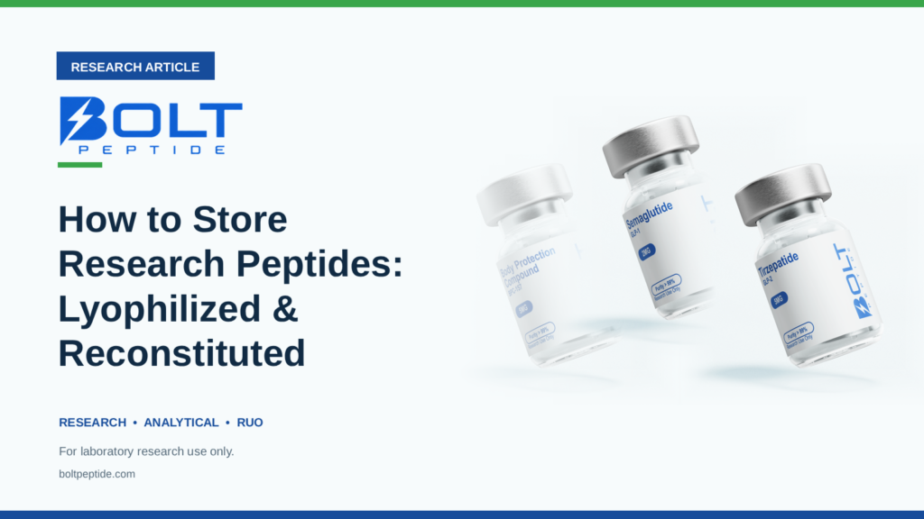 Bolt Peptide How to Store Research Peptides: Lyophilized & Reconstituted research article banner