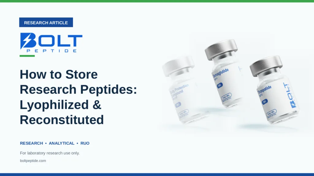 Bolt Peptide How to Store Research Peptides: Lyophilized & Reconstituted research article banner