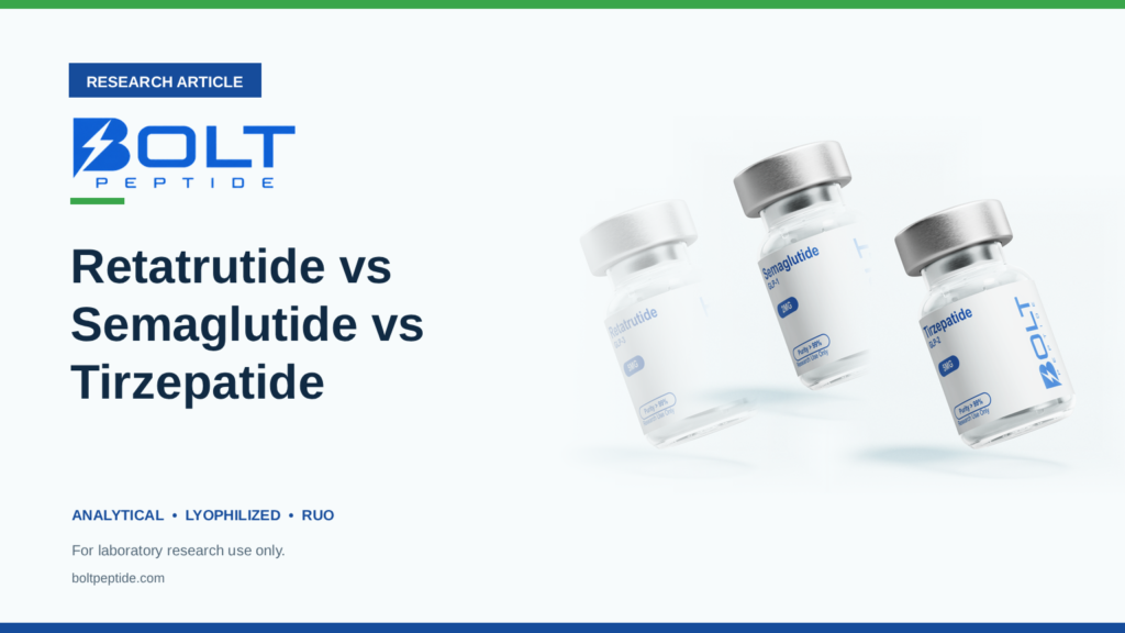 Bolt Peptide Retatrutide vs Semaglutide vs Tirzepatide: How the Incretin Research Peptides Differ research article banner
