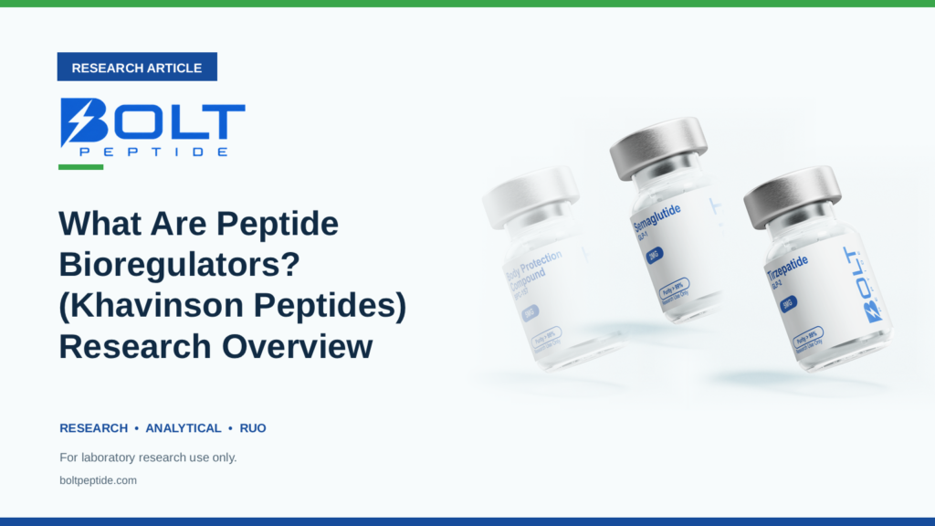 Bolt Peptide What Are Peptide Bioregulators? (Khavinson Peptides) Research Overview research article banner