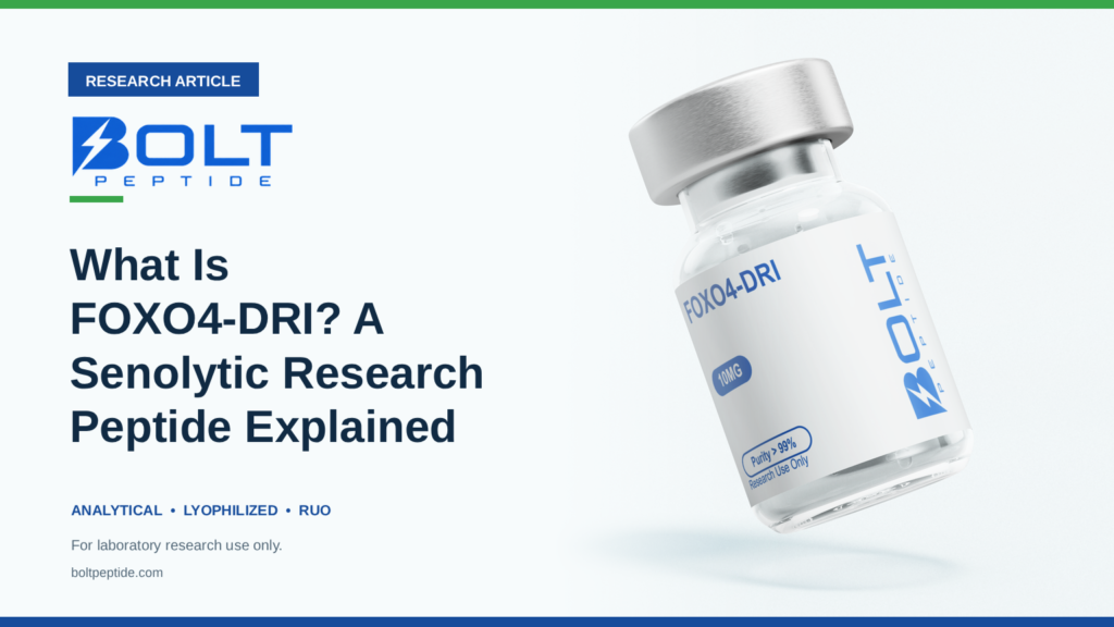 Bolt Peptide What Is FOXO4-DRI? A Senolytic Research Peptide Explained research article banner