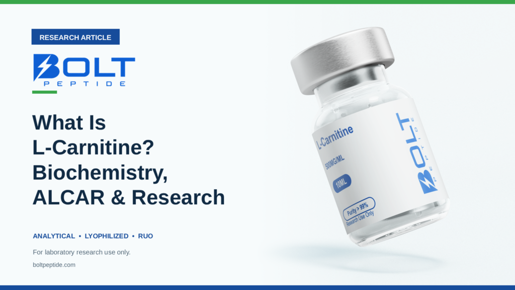 Bolt Peptide What Is L-Carnitine? Biochemistry, ALCAR & Research research article banner