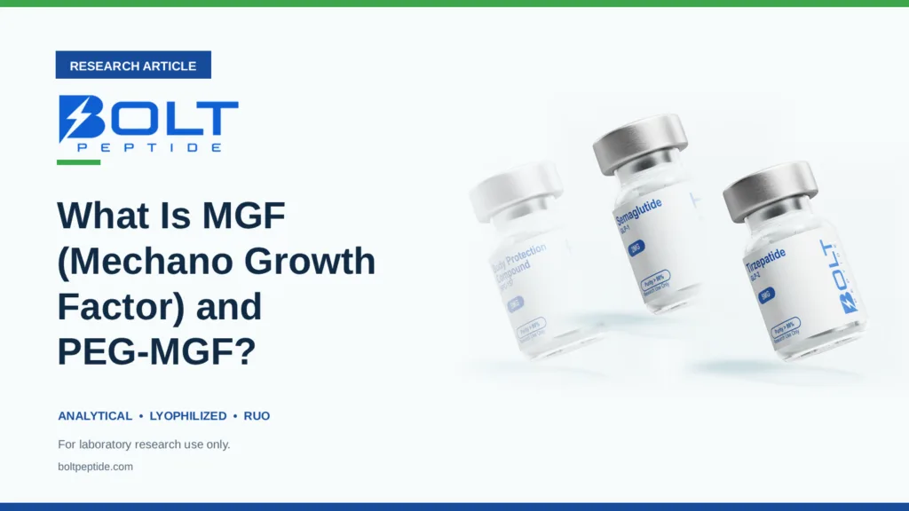 Bolt Peptide What Is MGF (Mechano Growth Factor) and PEG-MGF? research article banner