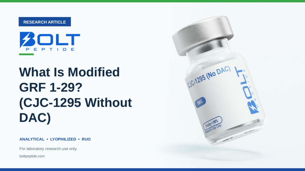 Bolt Peptide What Is Modified GRF 1-29? (CJC-1295 Without DAC) research article banner