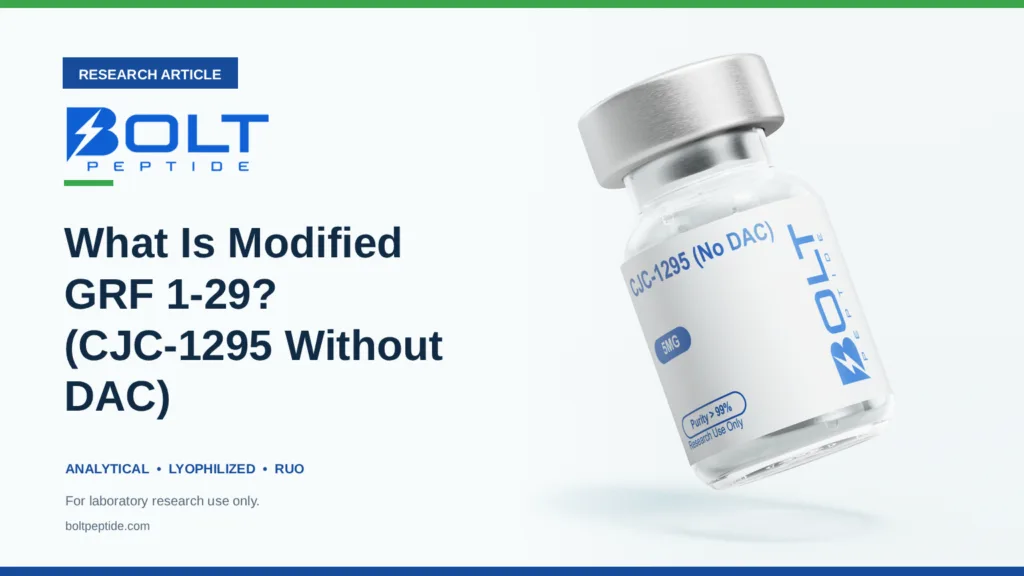 Bolt Peptide What Is Modified GRF 1-29? (CJC-1295 Without DAC) research article banner