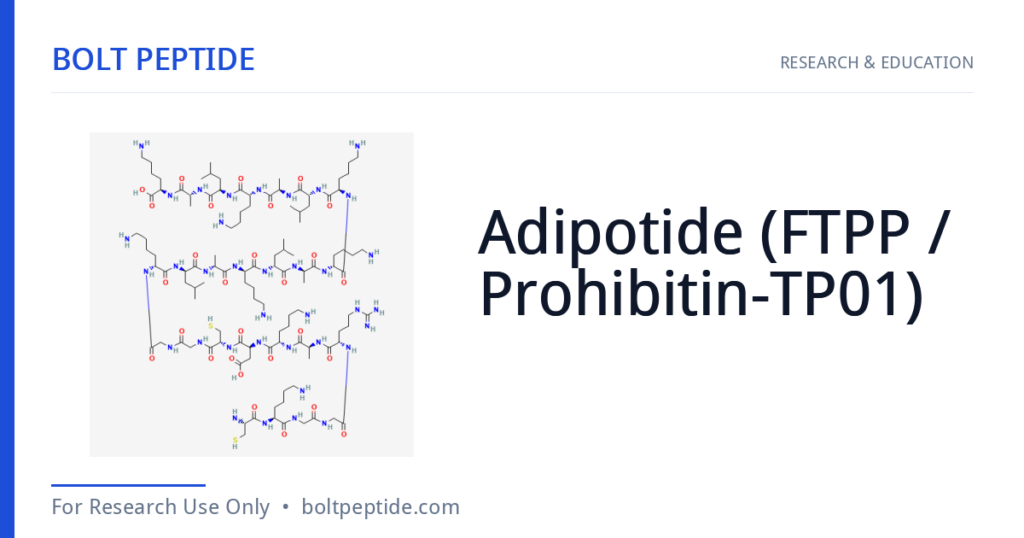Adipotide (FTPP / Prohibitin-TP01) molecular structure — Bolt Peptide research overview